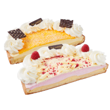 Witte choco framboos- of mango kwarkvlaai half